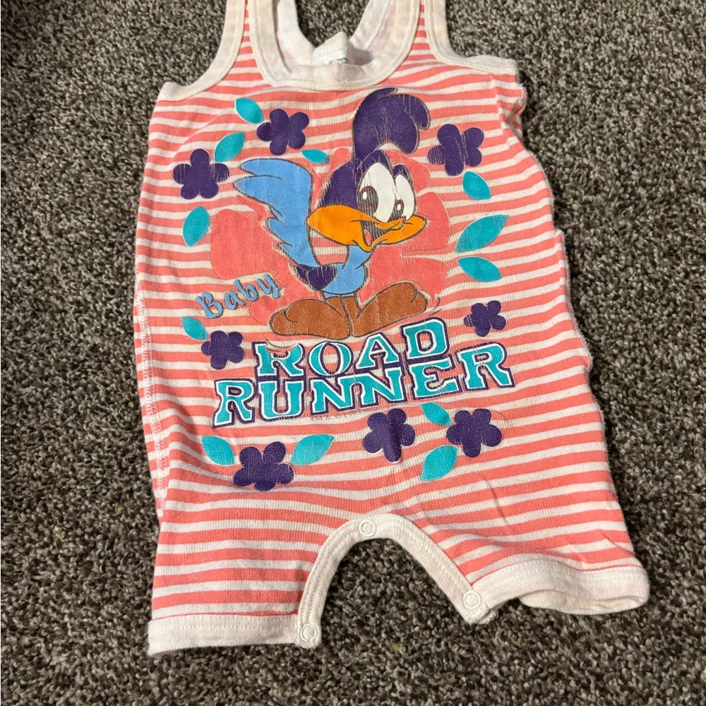 Warner Bros. Looney Tunes Pink and White Striped Romper